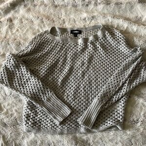 Express sweater silver shirt long sleeve sparkly glitter top size small s
